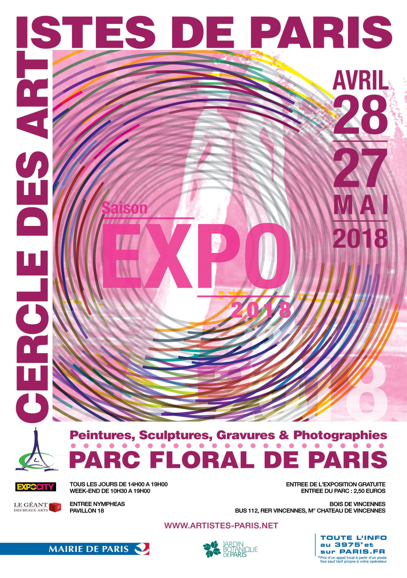 LE CERCLE DES ARTISTES DE PARIS au Parc Floral De Paris du 28 AVRIL au 27 MAI 2018.